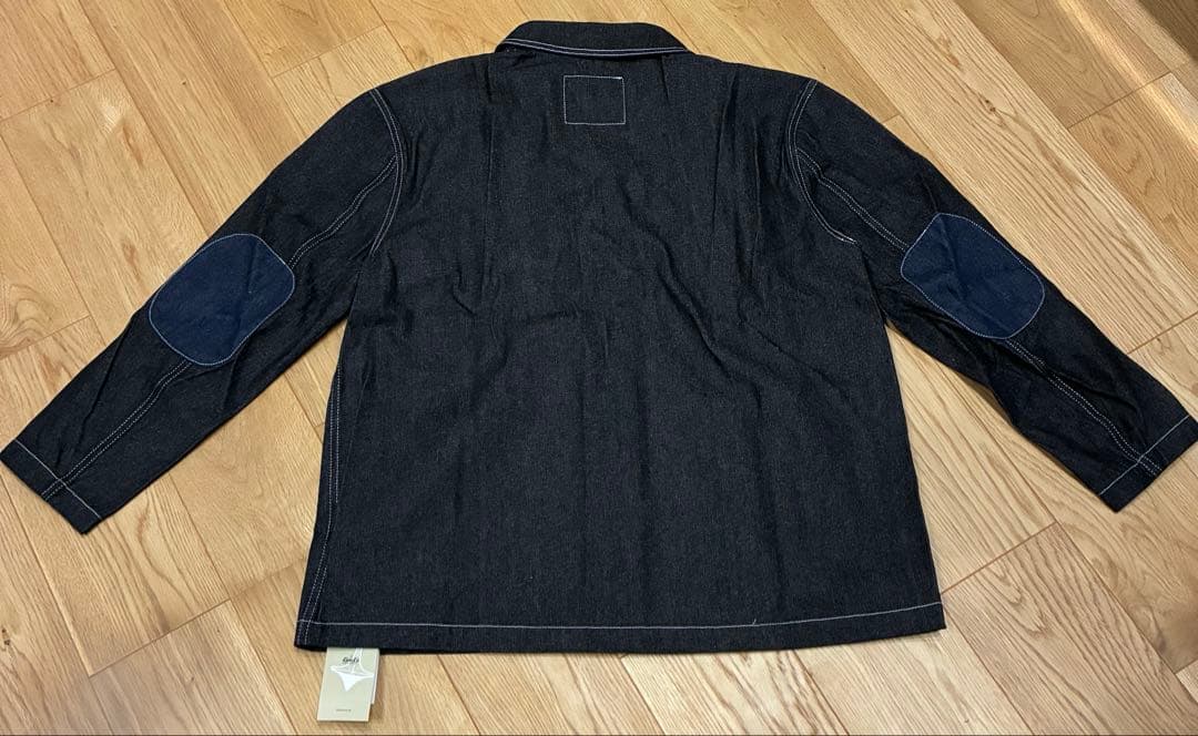 KARAKU カラク 肘パッチ　イカリ刺繍ショールカラーデニムジャケット