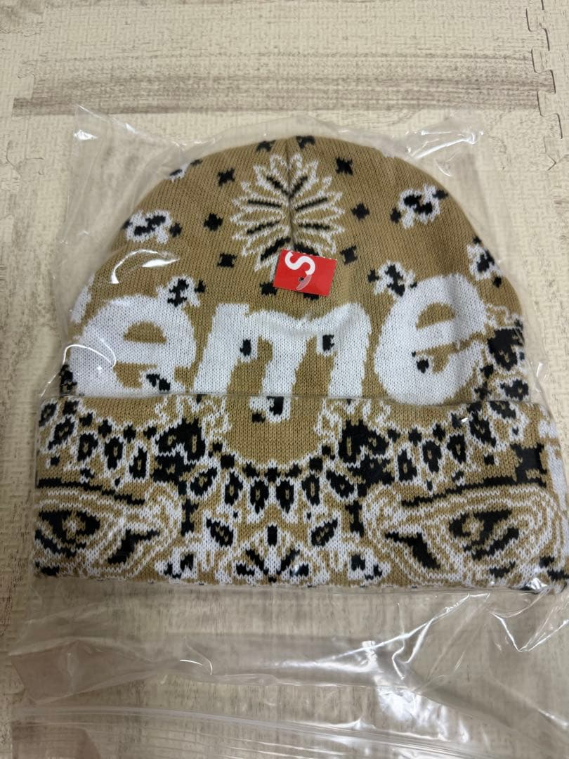 帽子 Supreme Bandana Big Logo Beanie \"Khaki\"