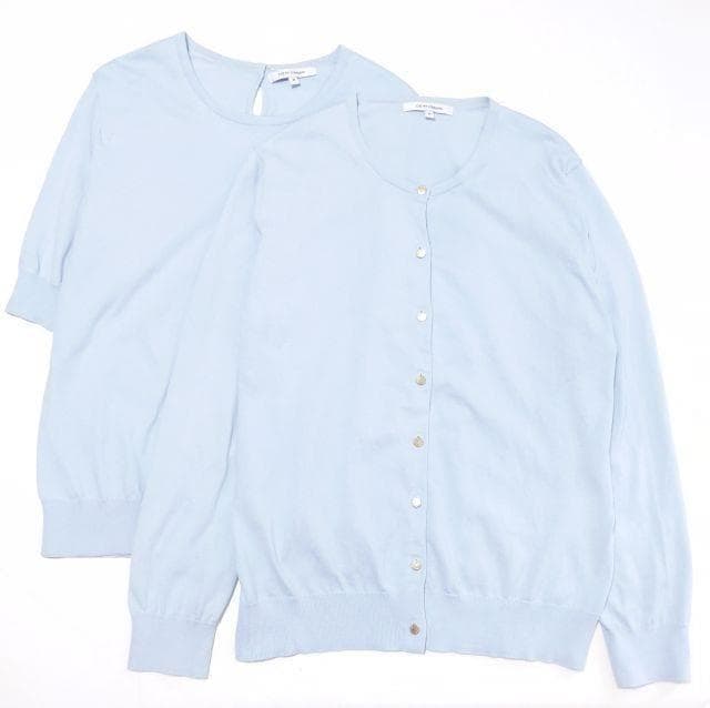 美品★23区★プレミアム コットン アンサンブル スカイブルー