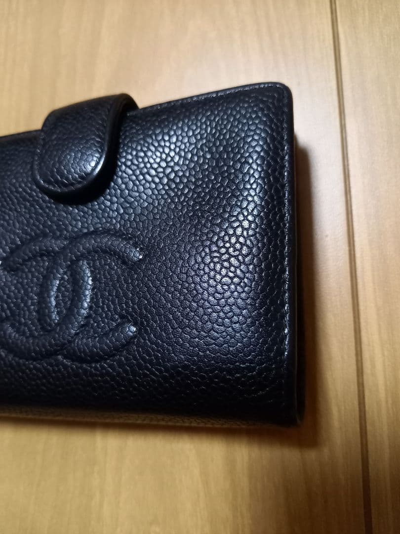 シャネル CHANEL 財布 キャビアスキン ココマーク ブラック 二つ折り財布