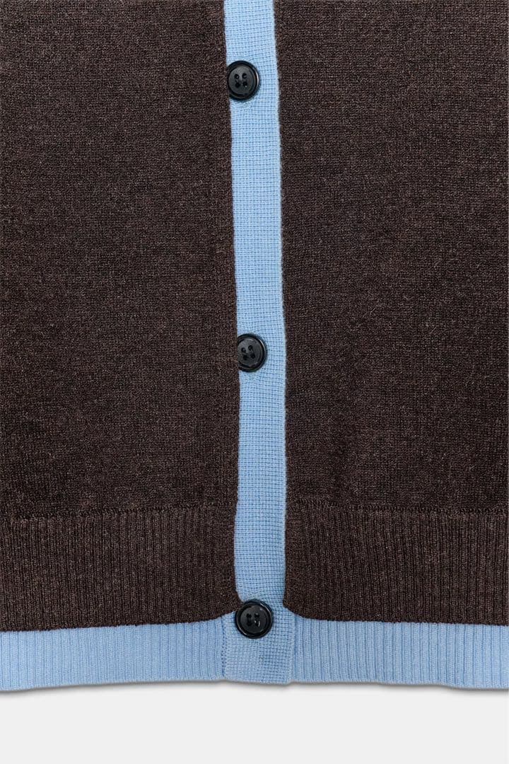 タグ付き新品★ZARA コントラストニットカーディガン★Mサイズ★ブラウン色