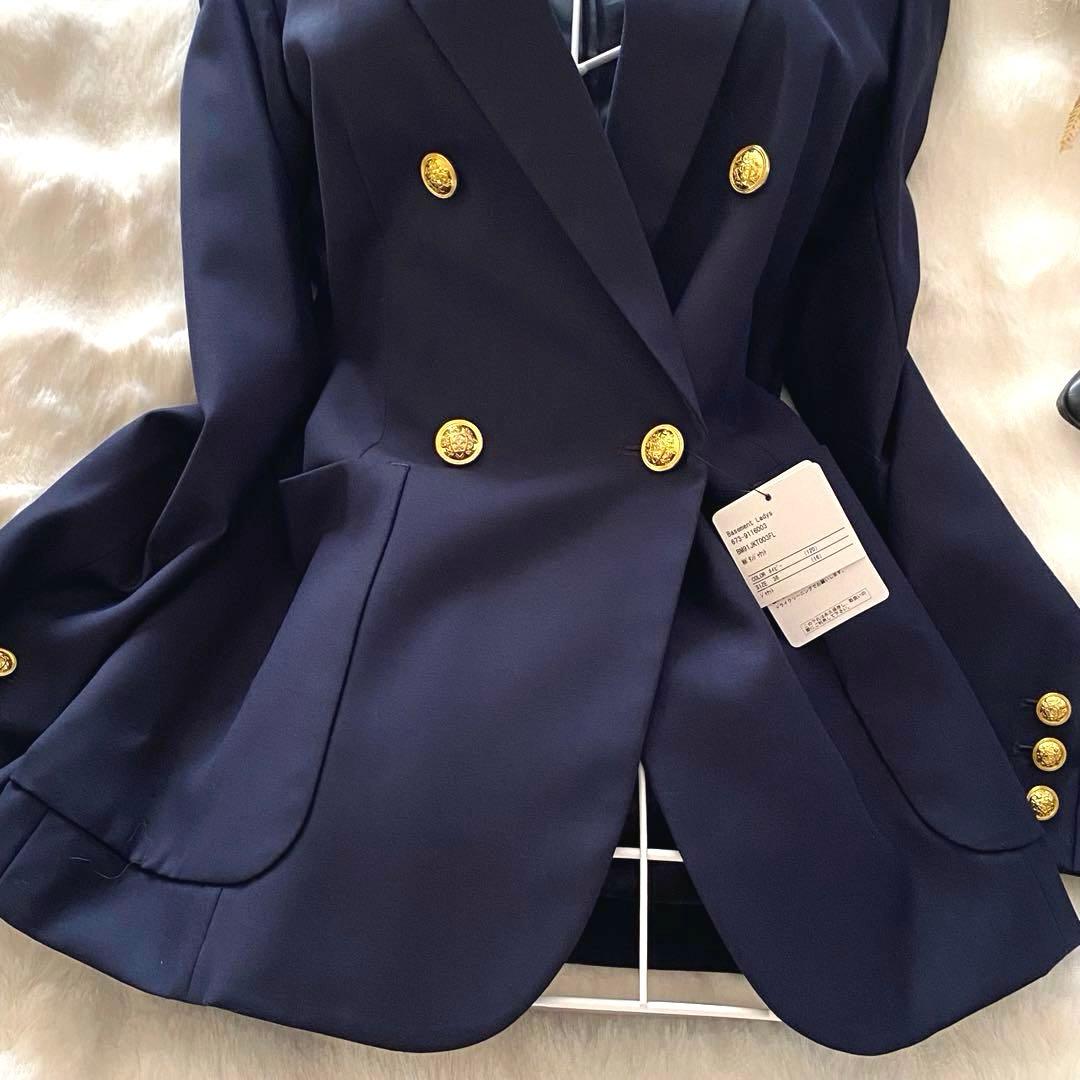 【未使用】美品 ナノ・ユニバース ダブルブレストジャケット 紺ブレ 金ボタン S