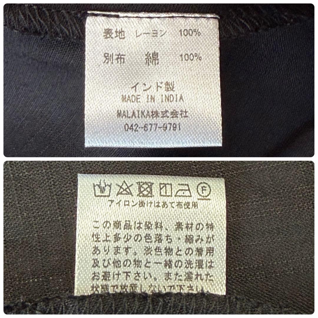 新品 MALIKA ワンピース 花柄 金刺繍 三つ葉 四つ葉 長袖 生地たっぷり