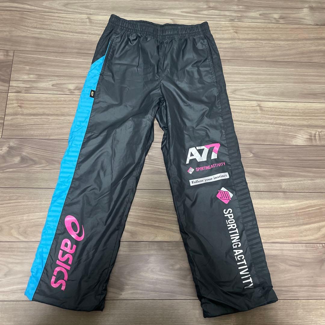 asics A77 ウインドブレーカー 上下セット グレー×ブルー Mサイズ
