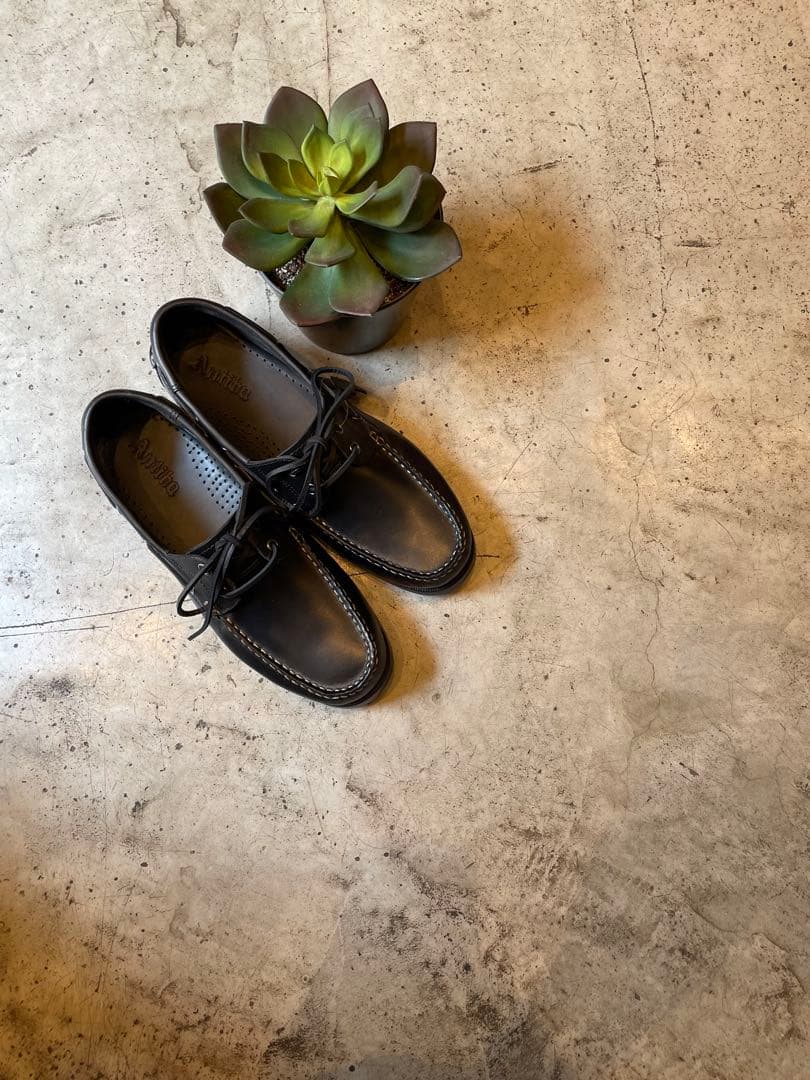 ANTIBA デッキシューズ ボートシューズ 新品 オイルレザー 黒 28cm