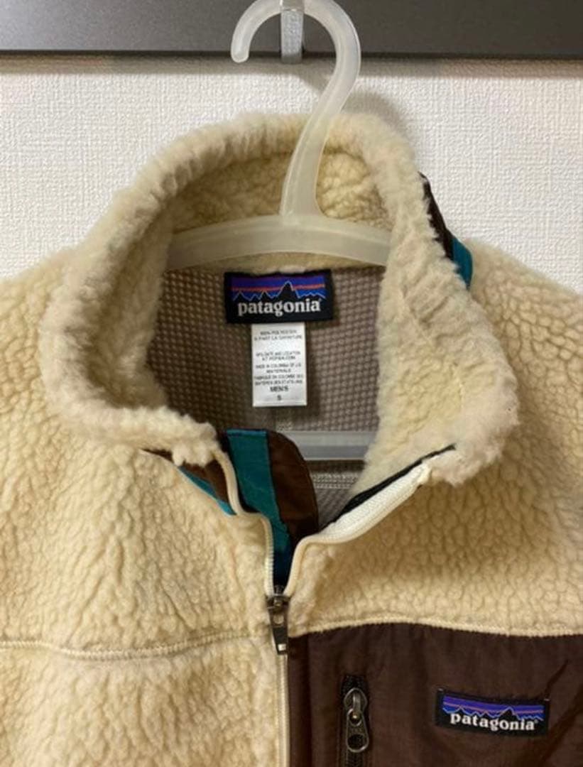 美品　Patagonia パタゴニア レトロX ベスト クリームx濃茶xブルー再