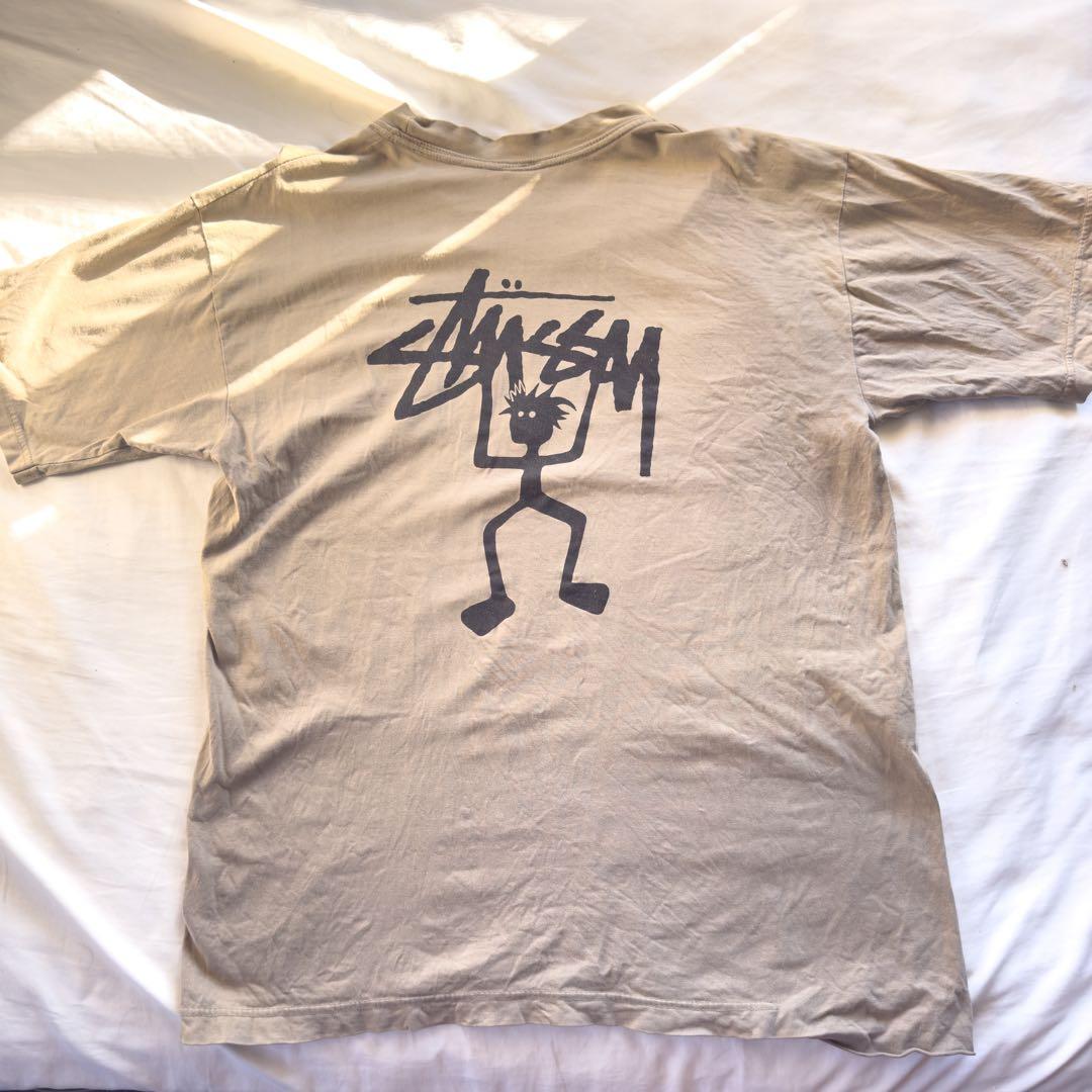 90s OLD STUSSY シャドーマン Tシャツ 白タグ カーキ　USA