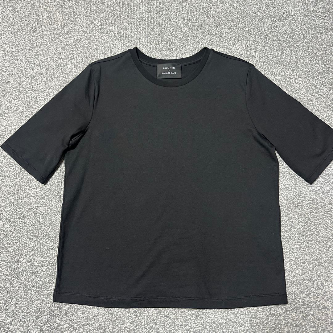 LOUNIE ブラック半袖Tシャツ