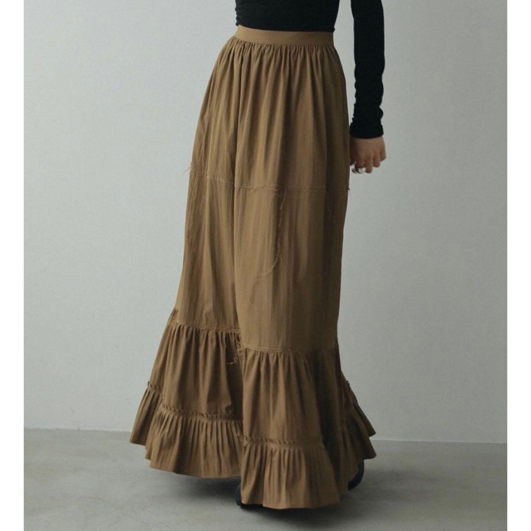 anuke アンヌーク Tiered Tuck Skirt 38 ブラック