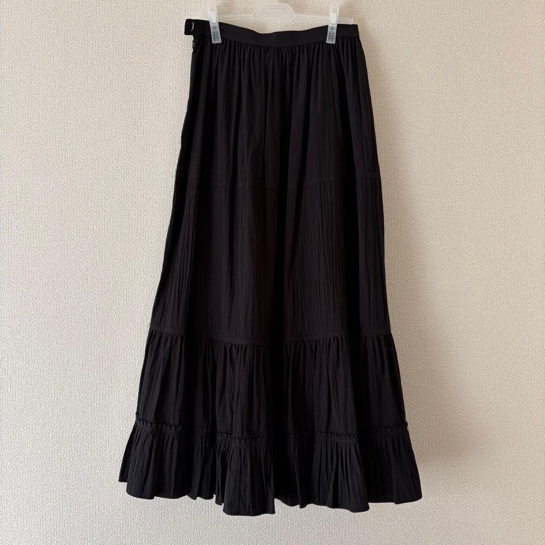 anuke アンヌーク Tiered Tuck Skirt 38 ブラック