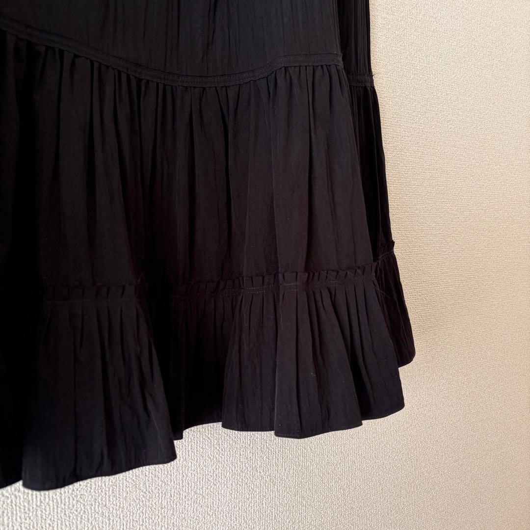 anuke アンヌーク Tiered Tuck Skirt 38 ブラック