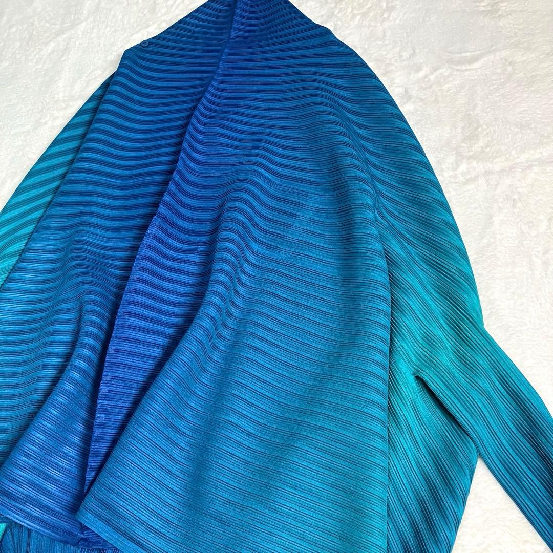 【さとあ】PLEATS PLEASE✨グラデーション　変形ロングポンチョ