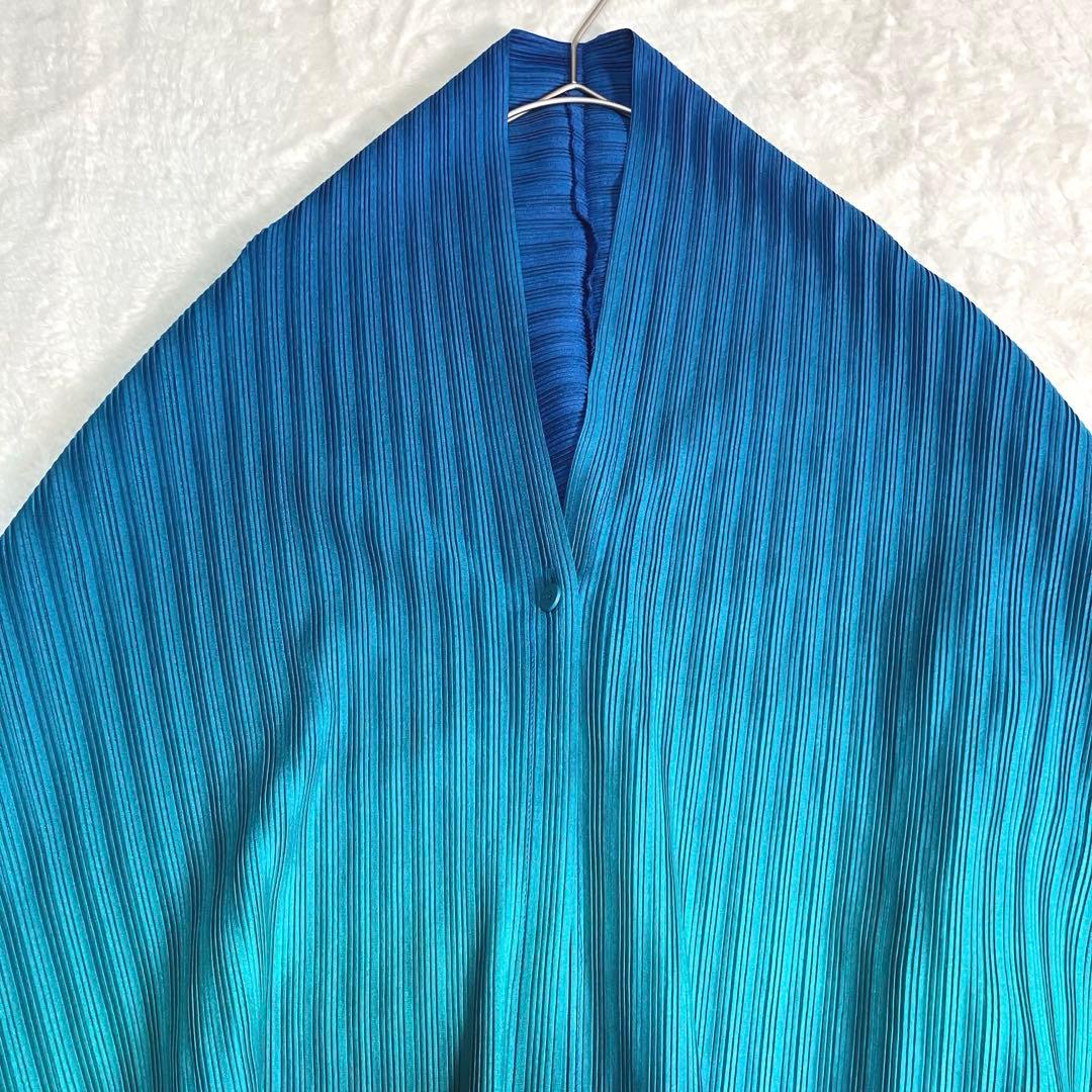 【さとあ】PLEATS PLEASE✨グラデーション　変形ロングポンチョ