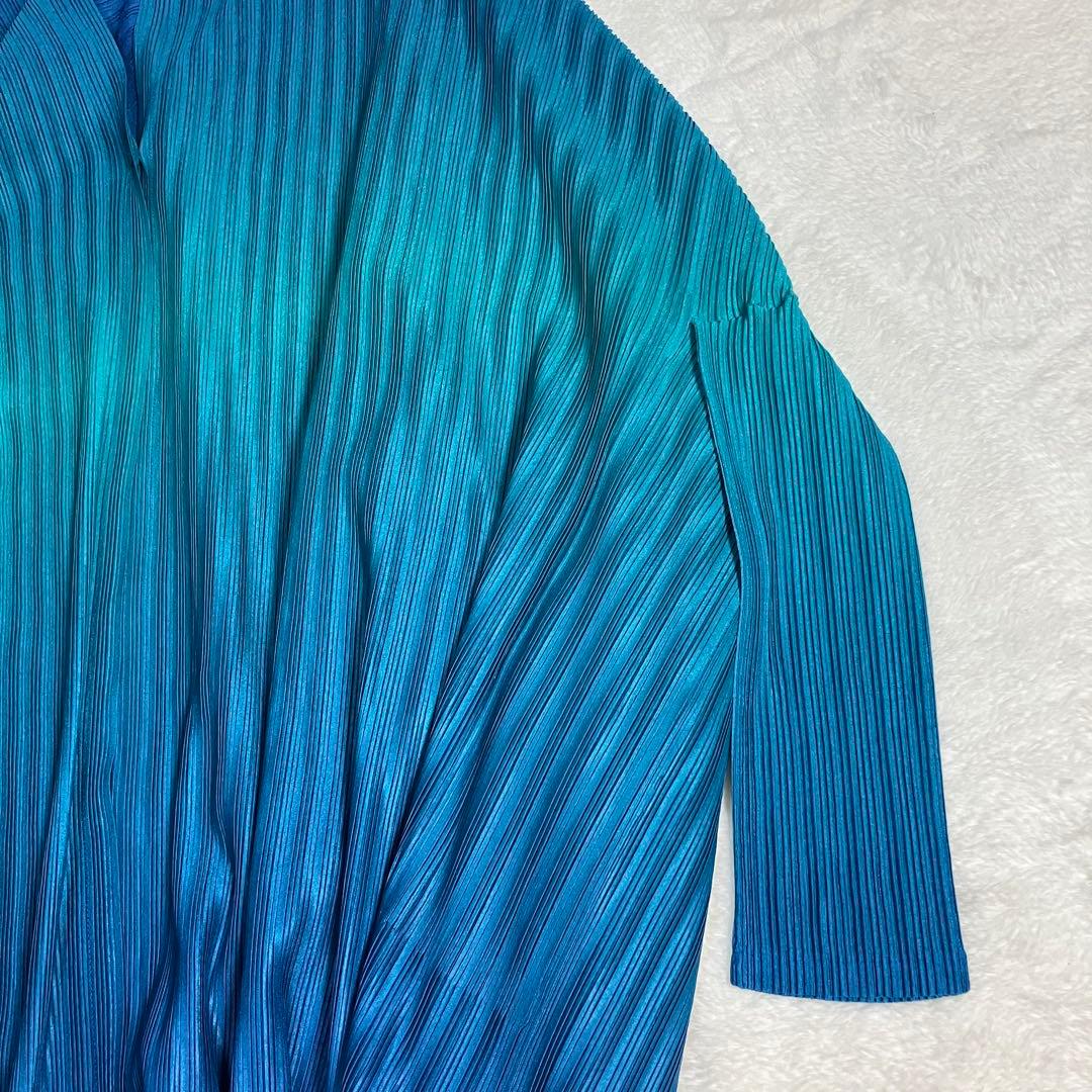 【さとあ】PLEATS PLEASE✨グラデーション　変形ロングポンチョ