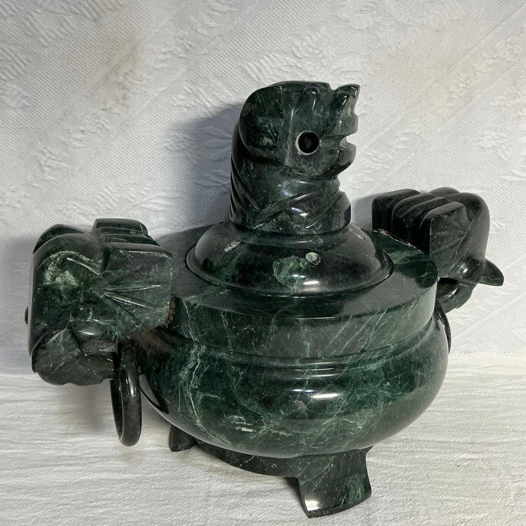 【美品】　アンティーク　レトロ　蛇紋石　香炉　仏具　茶道具　置物