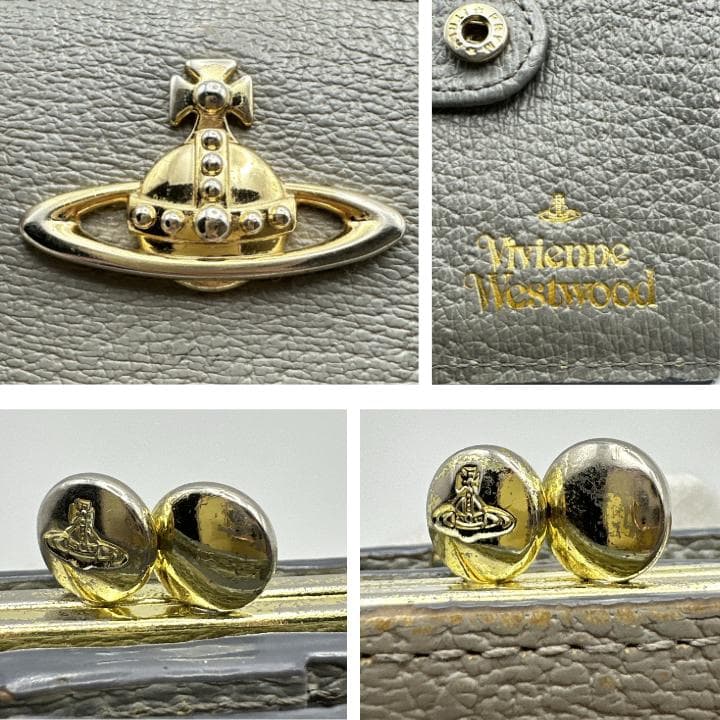 Vivienne Westwood がま口 二つ折り財布 ストライプ オーブ柄