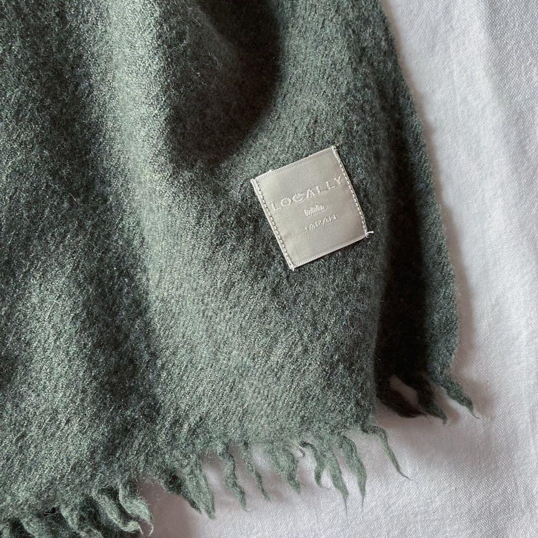 美品　locally muji stole 縮絨ウール オリーブ　ストール
