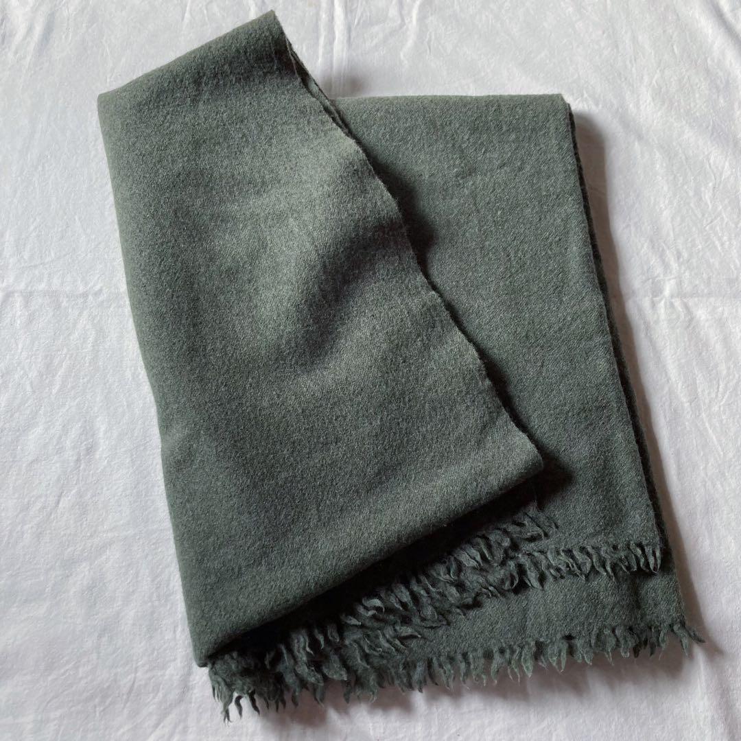 美品　locally muji stole 縮絨ウール オリーブ　ストール
