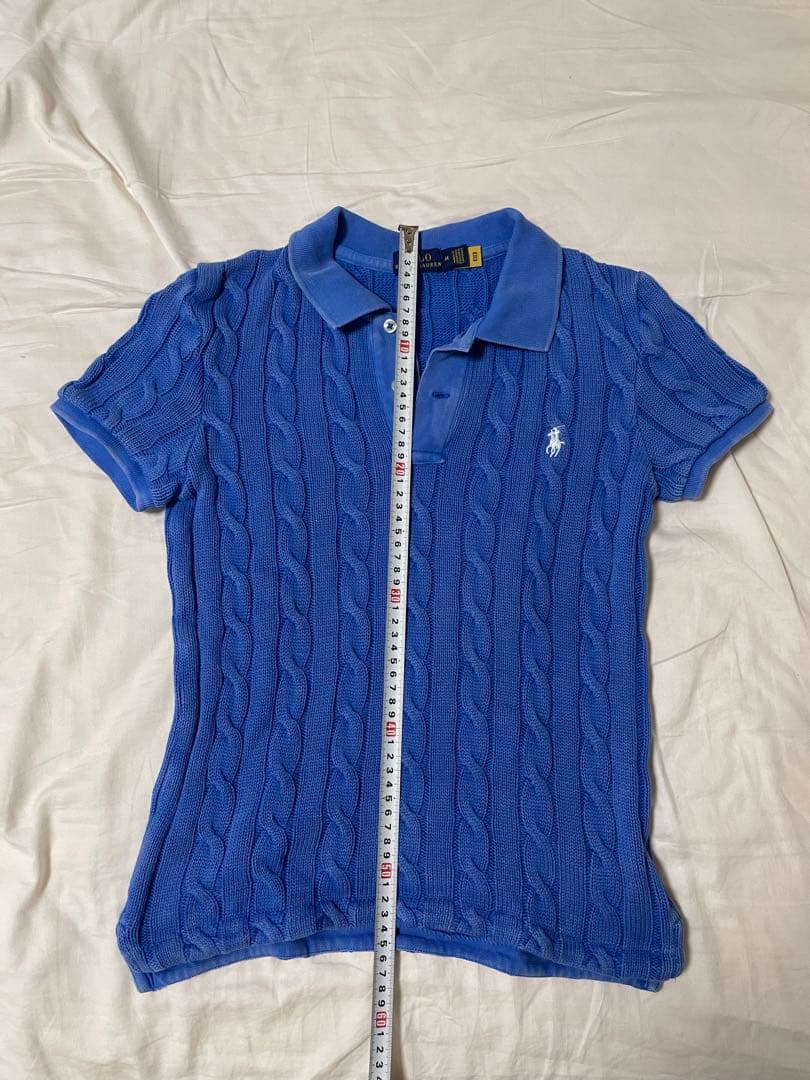 Ralph Lauren ケーブル編み ポロシャツ M 青