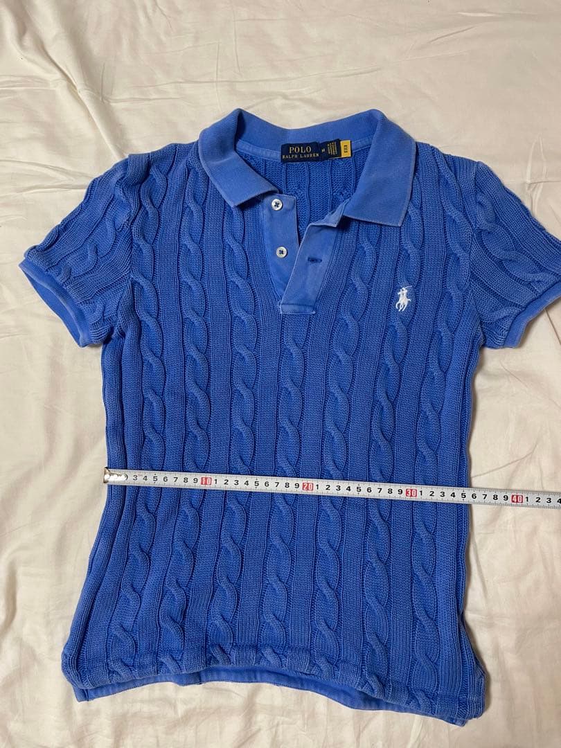 Ralph Lauren ケーブル編み ポロシャツ M 青