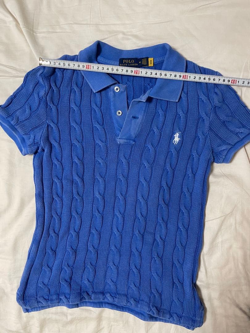 Ralph Lauren ケーブル編み ポロシャツ M 青