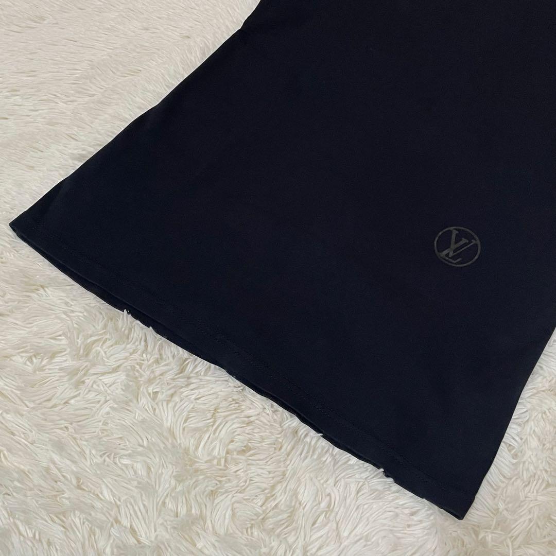 極美品 ルイヴィトン LVロゴ 半袖 Tシャツ ネイビー S レディース