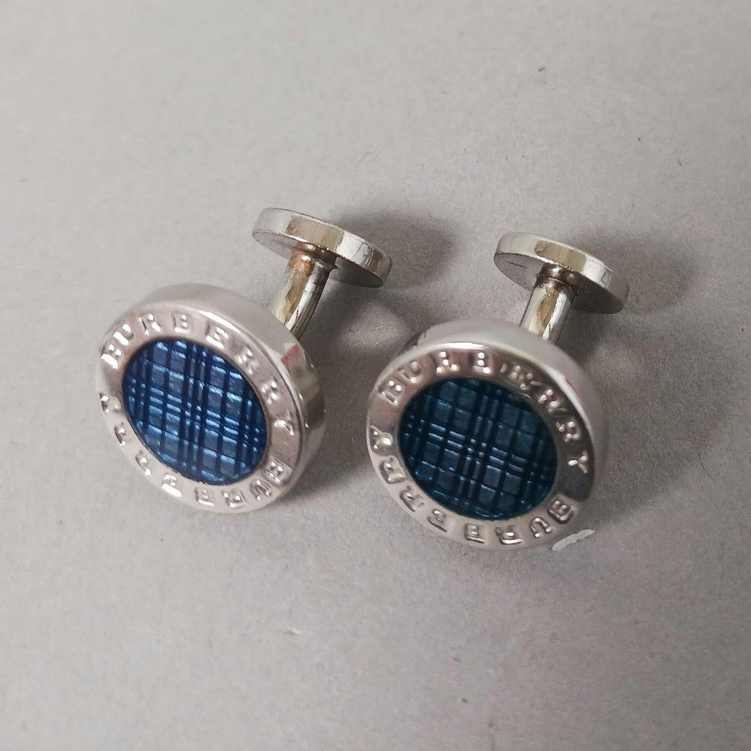 【良品】BURBERRY LONDON バーバリー カフス ブルーチェック