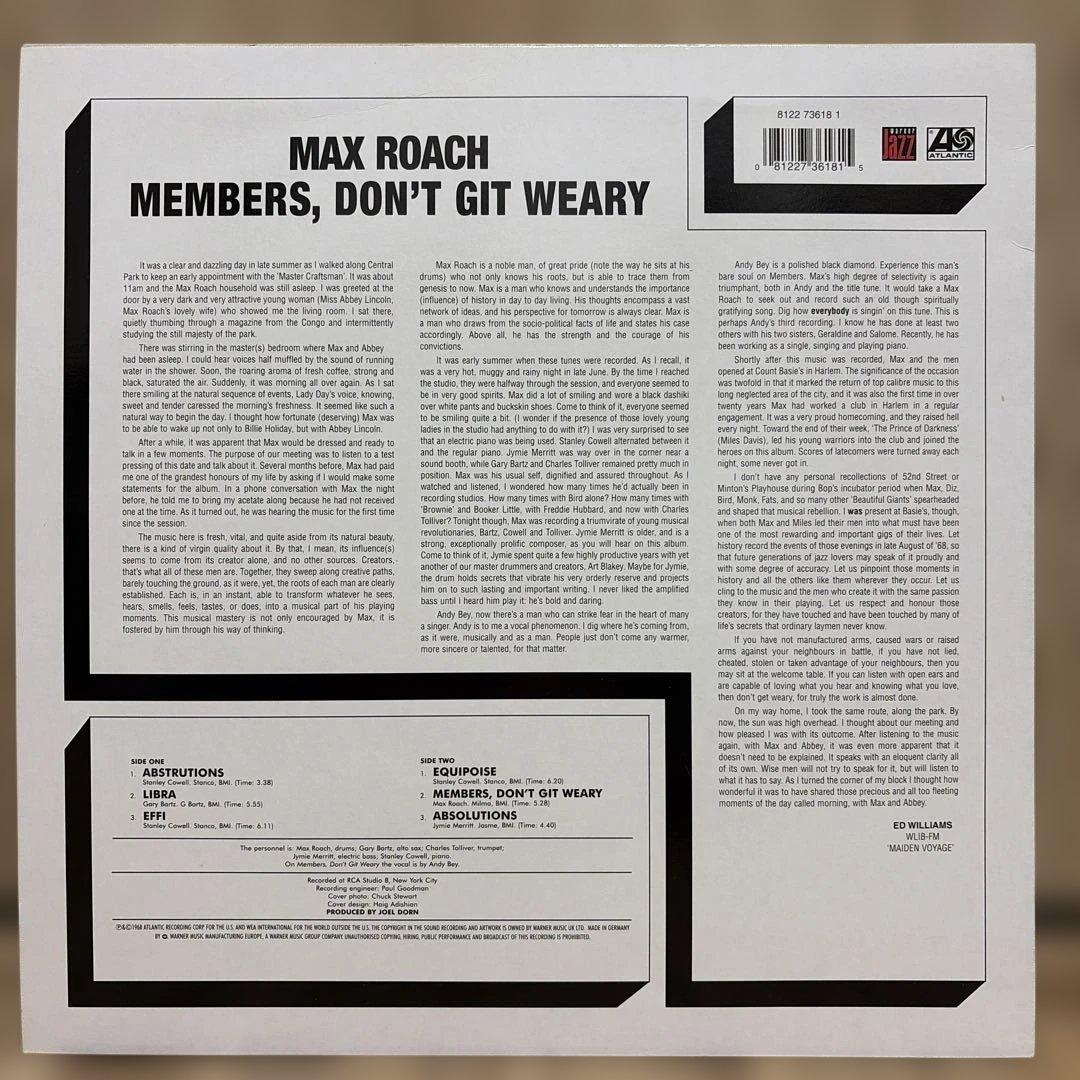 洋楽 Max Roach Members, Don't Git Weary LP
