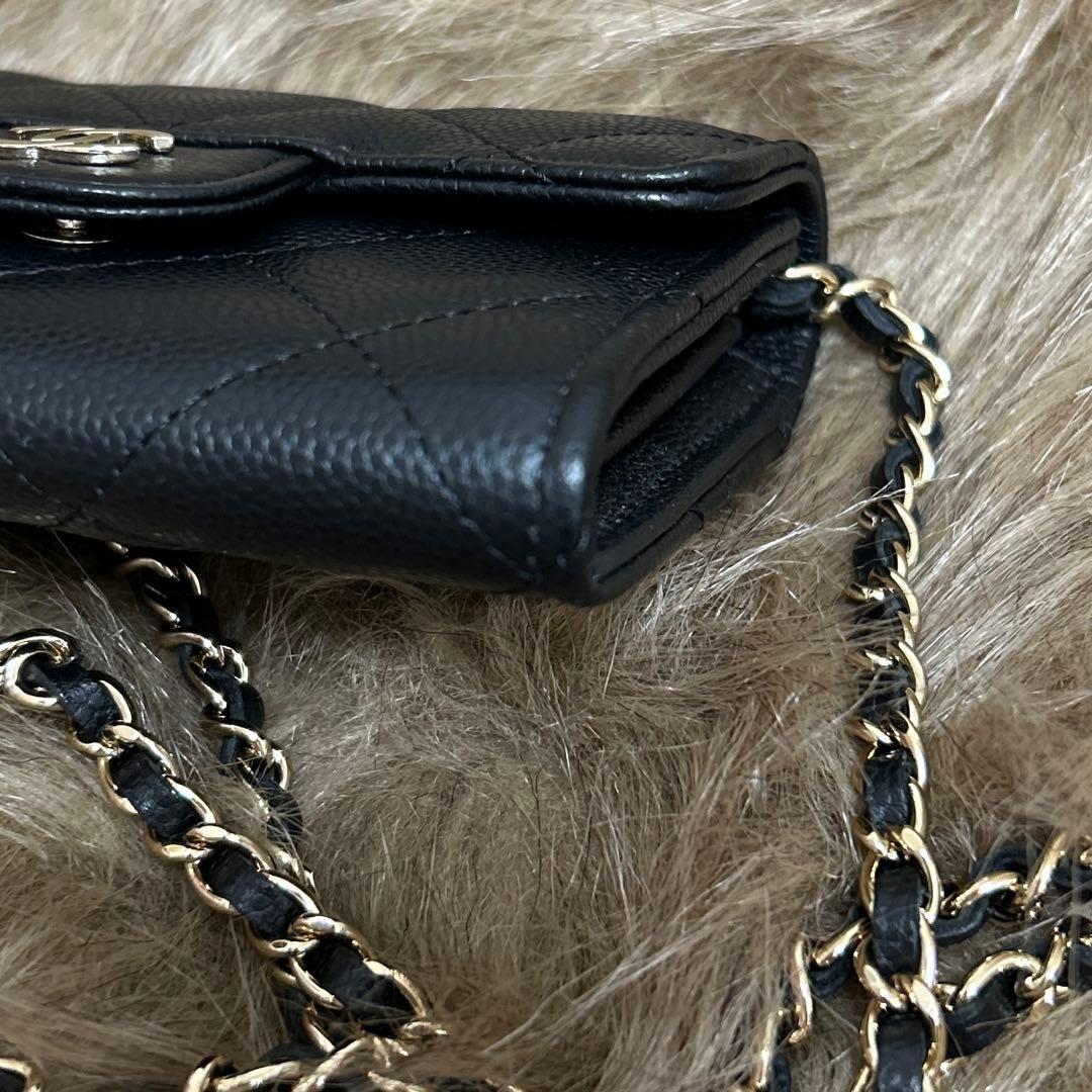 【CHANEL】マトラッセ チェーンウォレット キャビアスキン ミニ