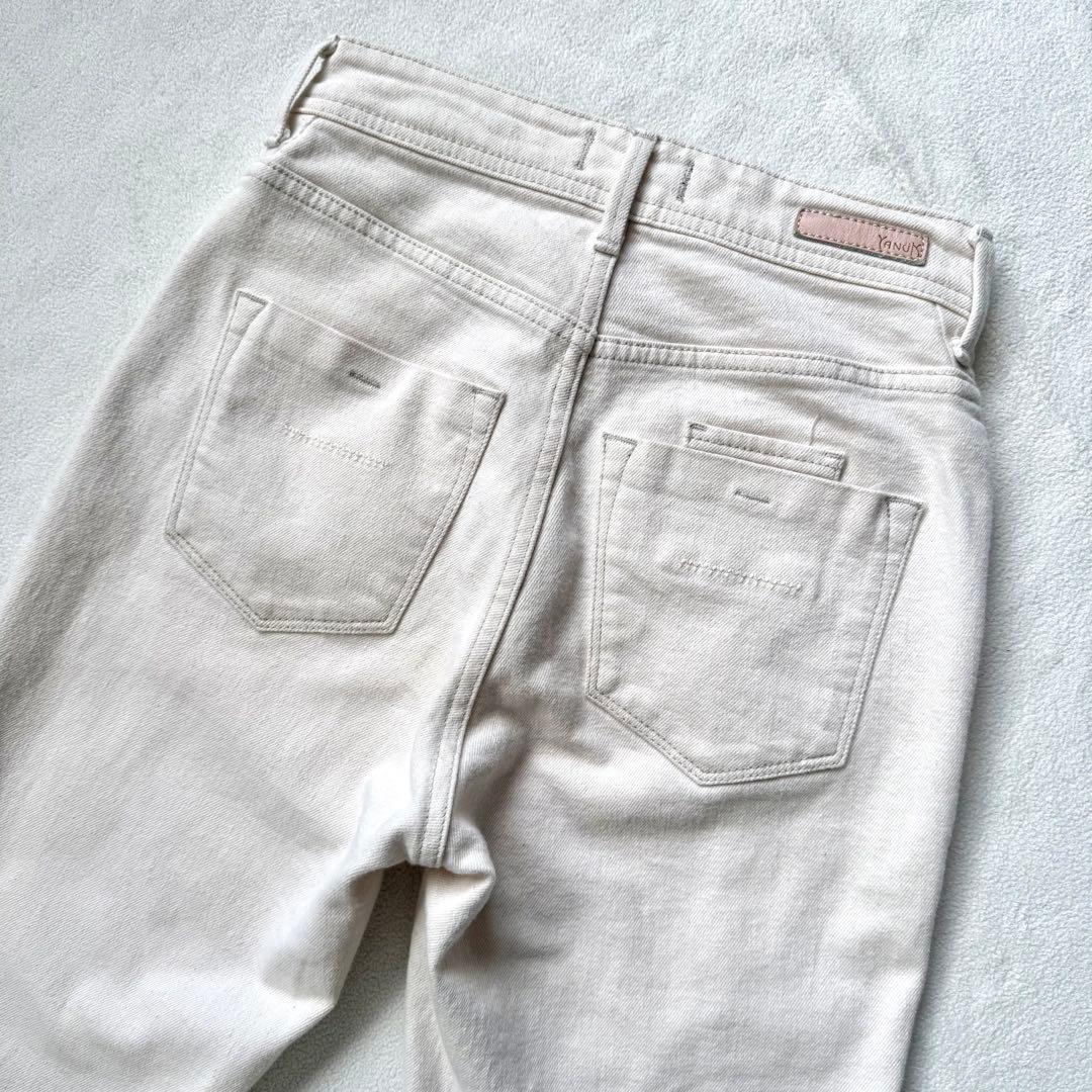 【美品・24】ヤヌーク ハイウエストルース ストレッチ スリムテーパード