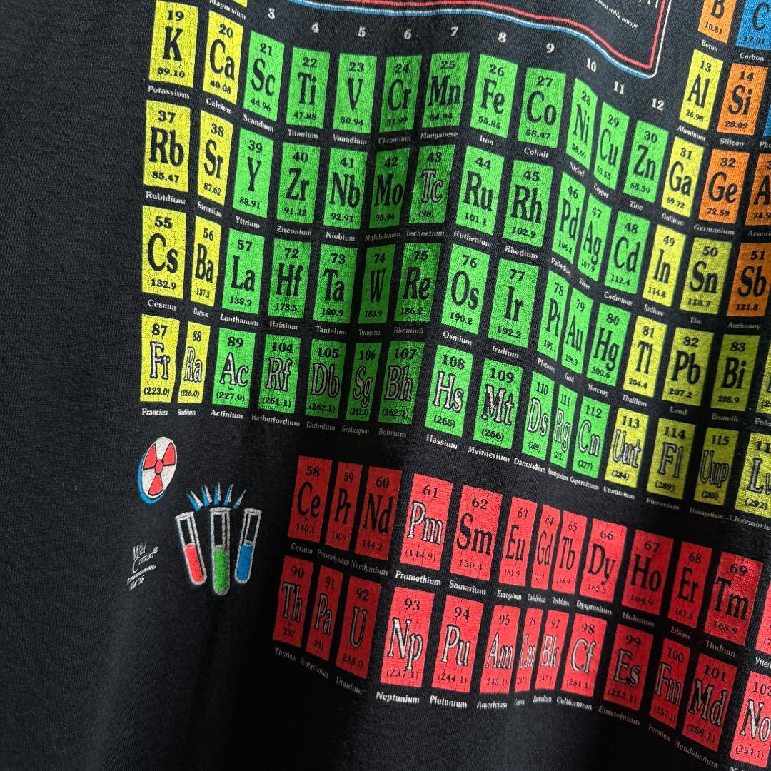 古着 00s 周期表 サイエンス Tシャツ XL ブラック D02