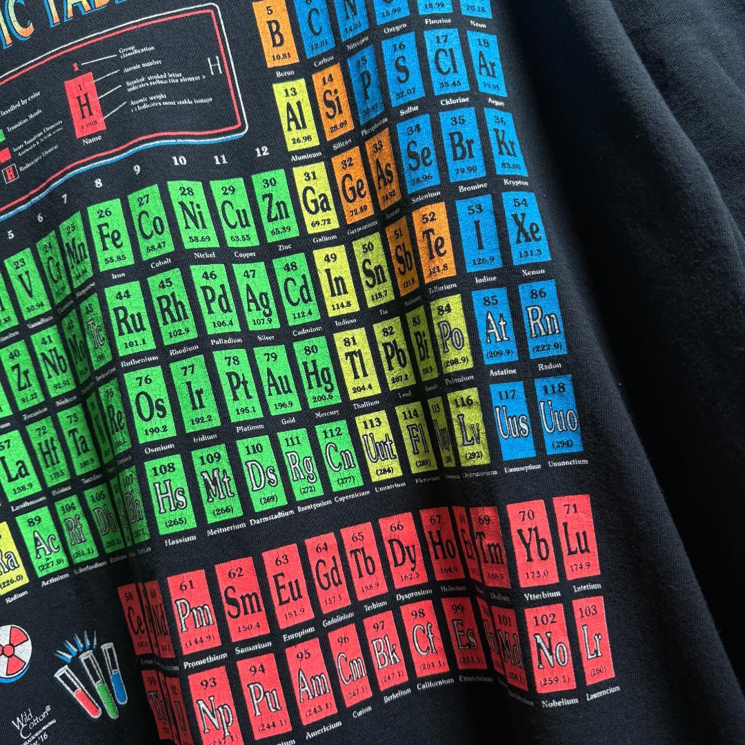 古着 00s 周期表 サイエンス Tシャツ XL ブラック D02