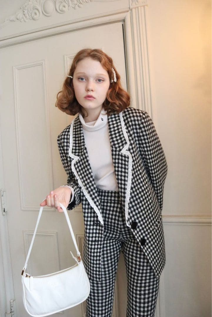epine lace check knit jacket チェック　ジャケット