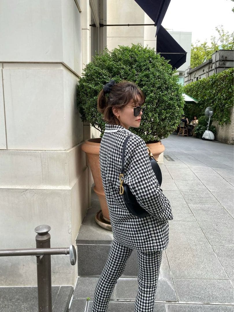 epine lace check knit jacket チェック　ジャケット