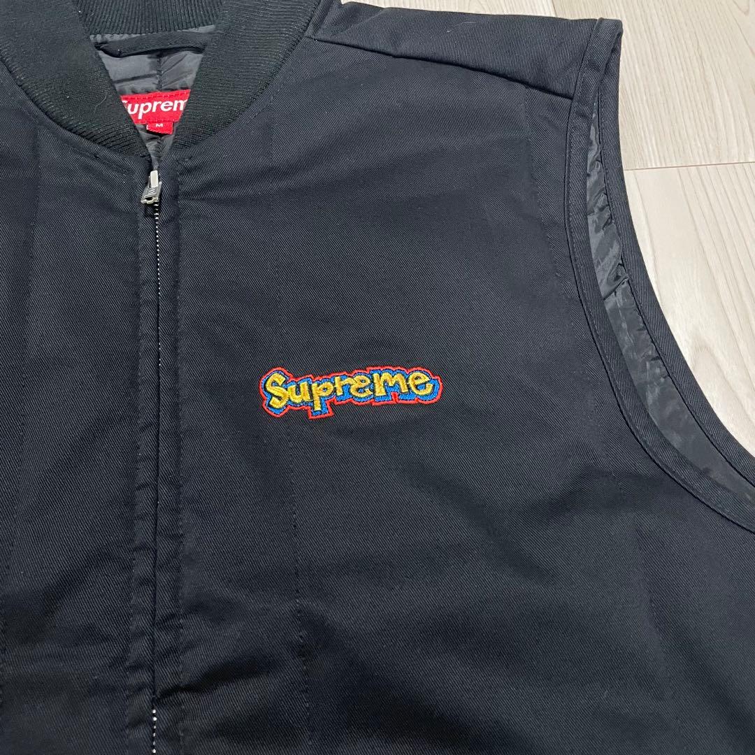 Supreme シュプリーム 黒 ベスト メンズ M ジャケット 刺繍
