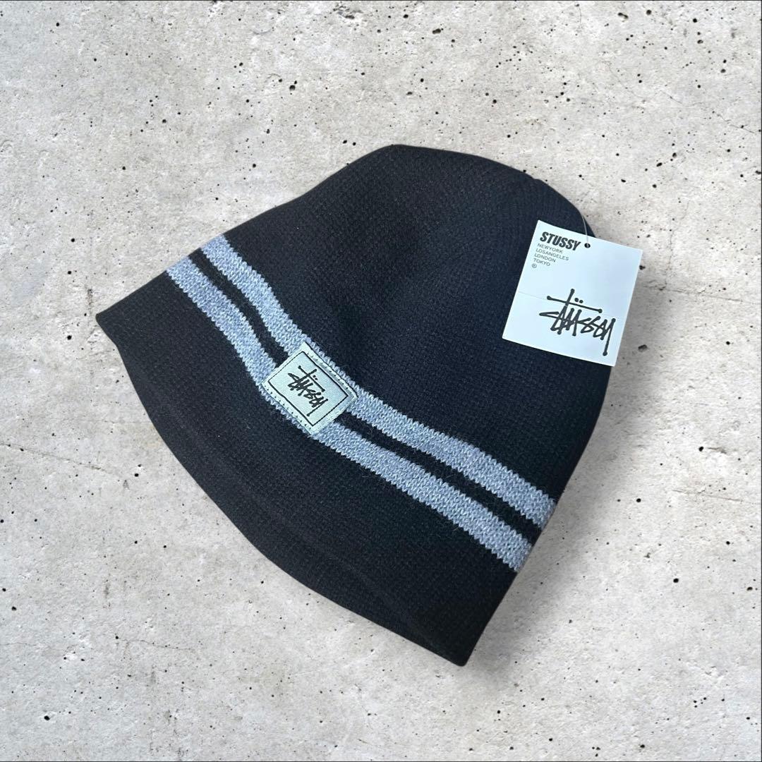 old stussy 紺タグ 90s ビーニー ニット帽　ブラック　美品