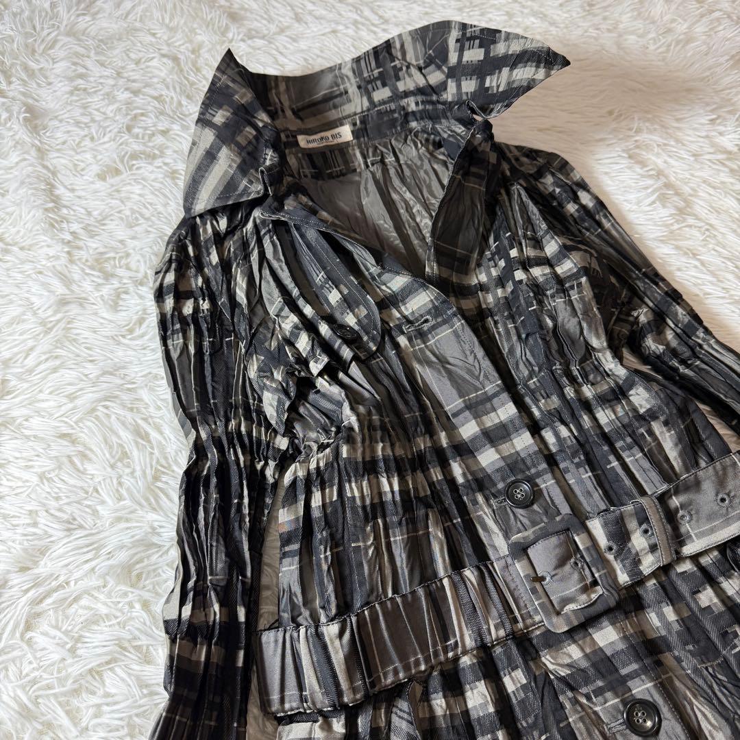 HIROKO BIS プリーツ加工 コート チェック ベルト付きコート 9 春