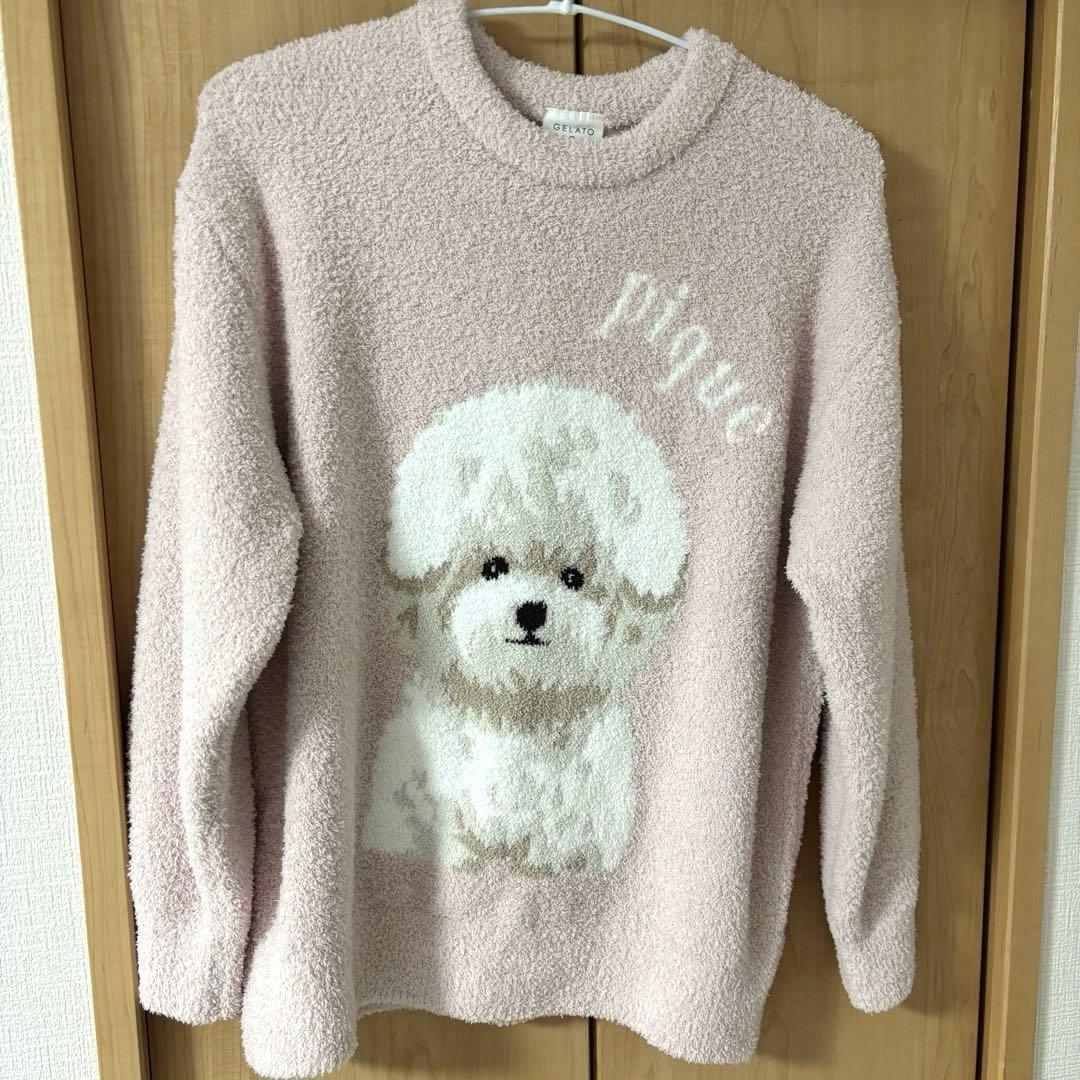 pique ルームウェア　ジェラピケ♡ジェラートピケ　ピンク　犬
