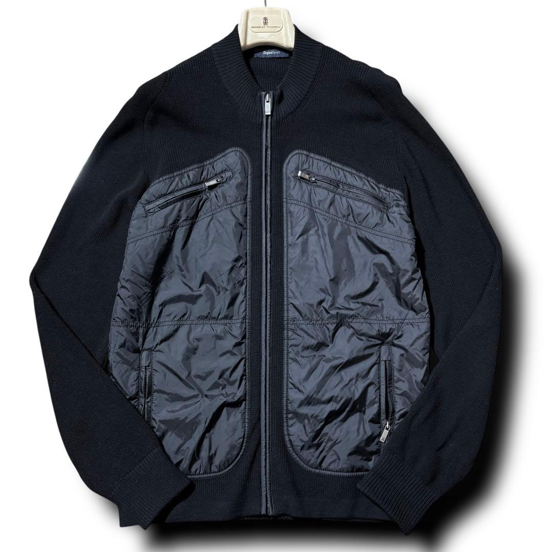 ゼニア ZEGNA ニット ハイブリッドダウン 中綿 ジップ ジャケット XL