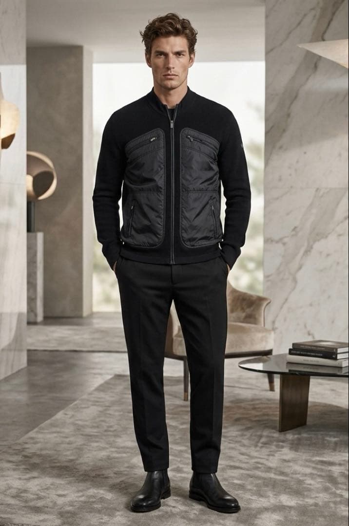 ゼニア ZEGNA ニット ハイブリッドダウン 中綿 ジップ ジャケット XL