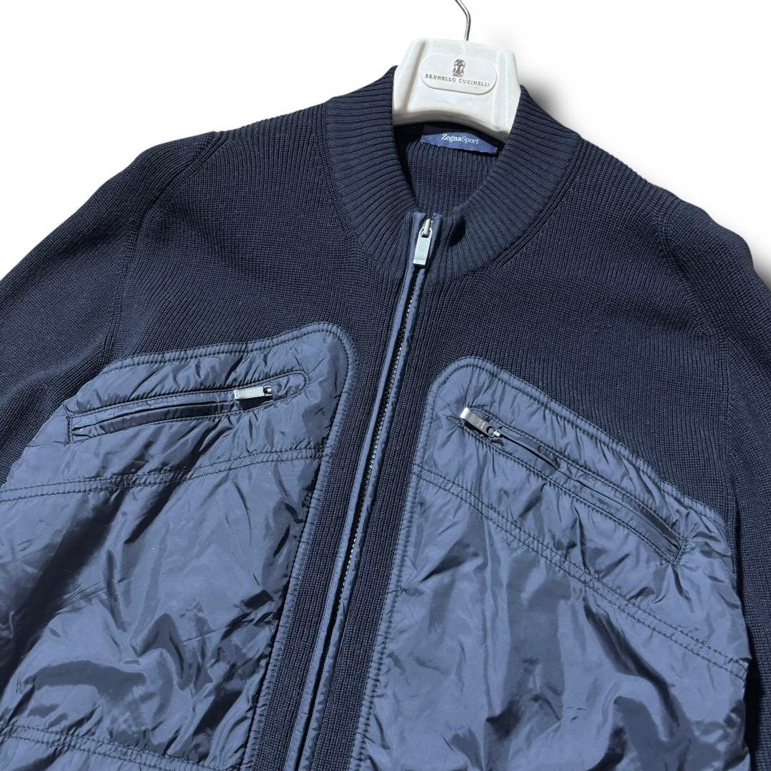 ゼニア ZEGNA ニット ハイブリッドダウン 中綿 ジップ ジャケット XL
