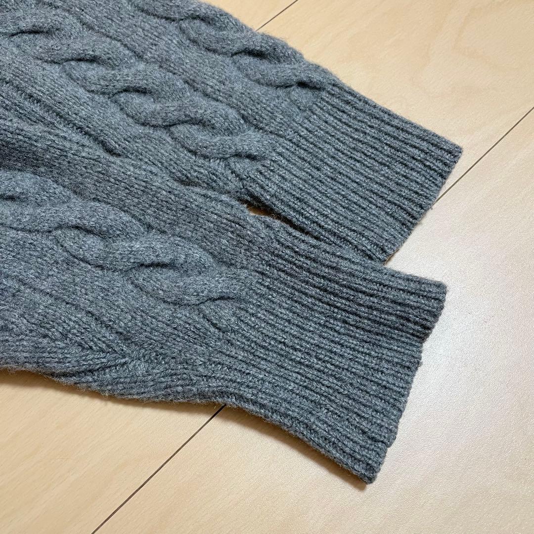 ポロラルフローレン　ケーブルニットカーディガン　カシミヤ　肉厚　グレー　M