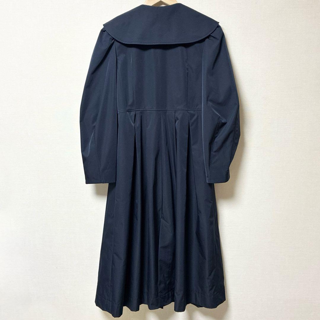 美品 CELFORD ビッグカラーロングコート ネイビー Aライン フレア