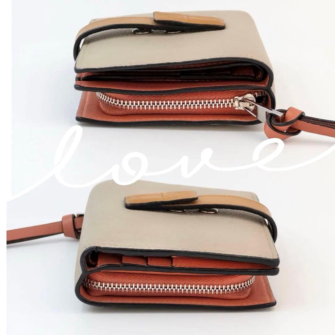 LOEWEロエベ コンパクトジップウォレット ライトオーツ×ハニー アナグラム