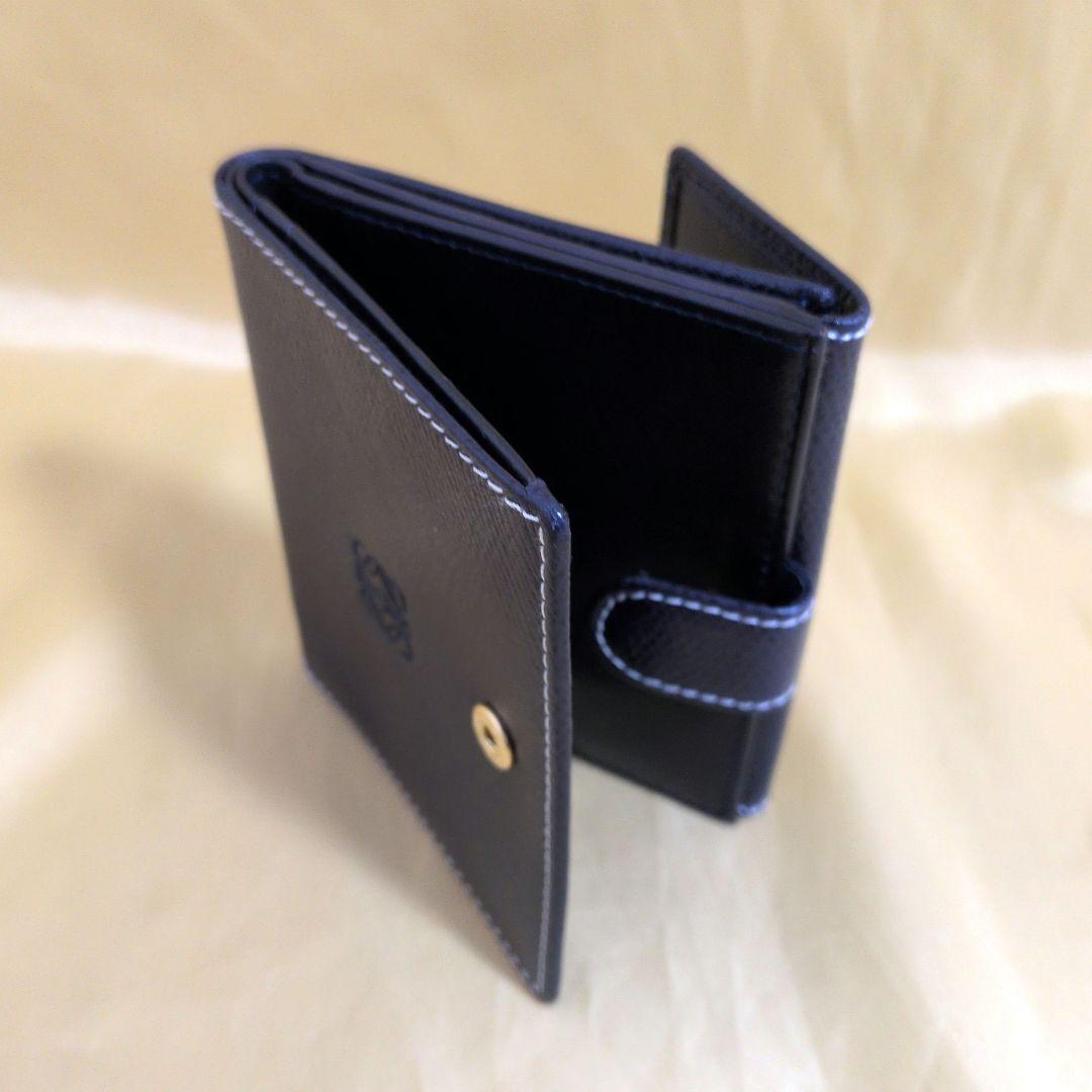 【良品】LOEWE／ロエベ 二つ折り財布 ダブルホック／小銭入れ／ネイビー