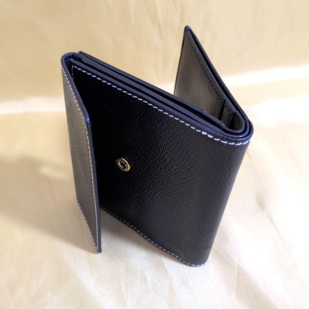 【良品】LOEWE／ロエベ 二つ折り財布 ダブルホック／小銭入れ／ネイビー