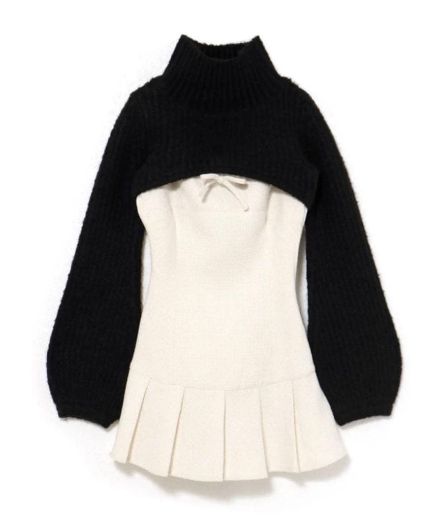ワンピース andmary Twiggy tweed mini dress white