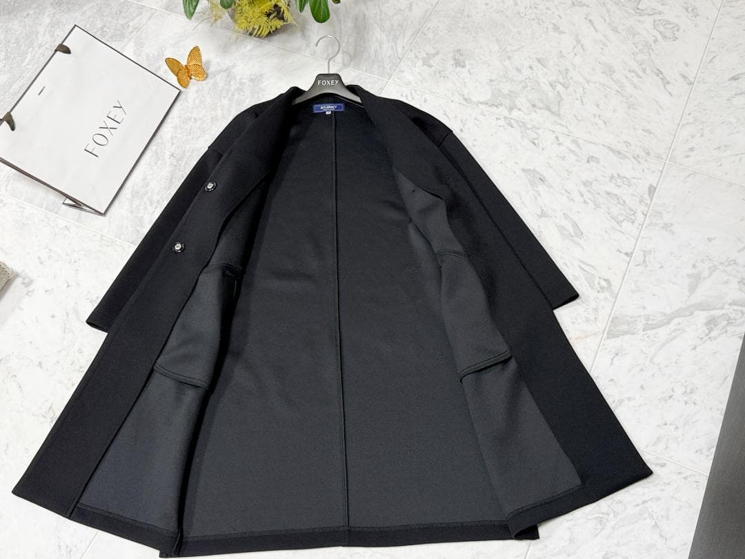 新品同様★M'S GRACY /エムズグレイシー リボンコート ブラック40