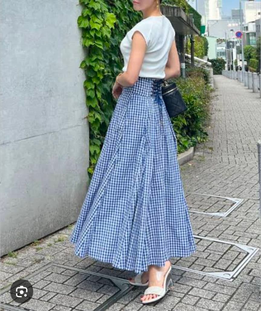 JENNEギンガムチェックロングスカート