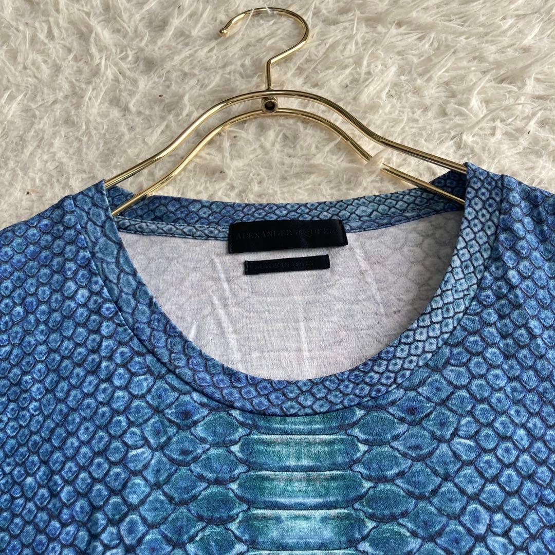 AlexanderMcQueen スカルTシャツ ブルー S ドクロ